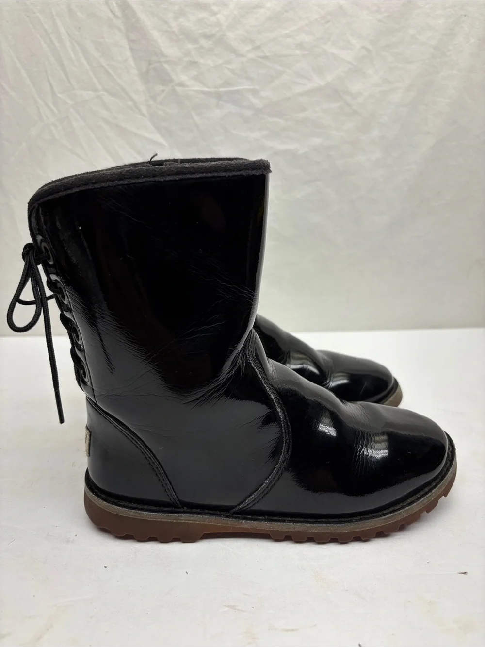 UGG Patent leather with zipper on side, size 12 toddler girl, box 72